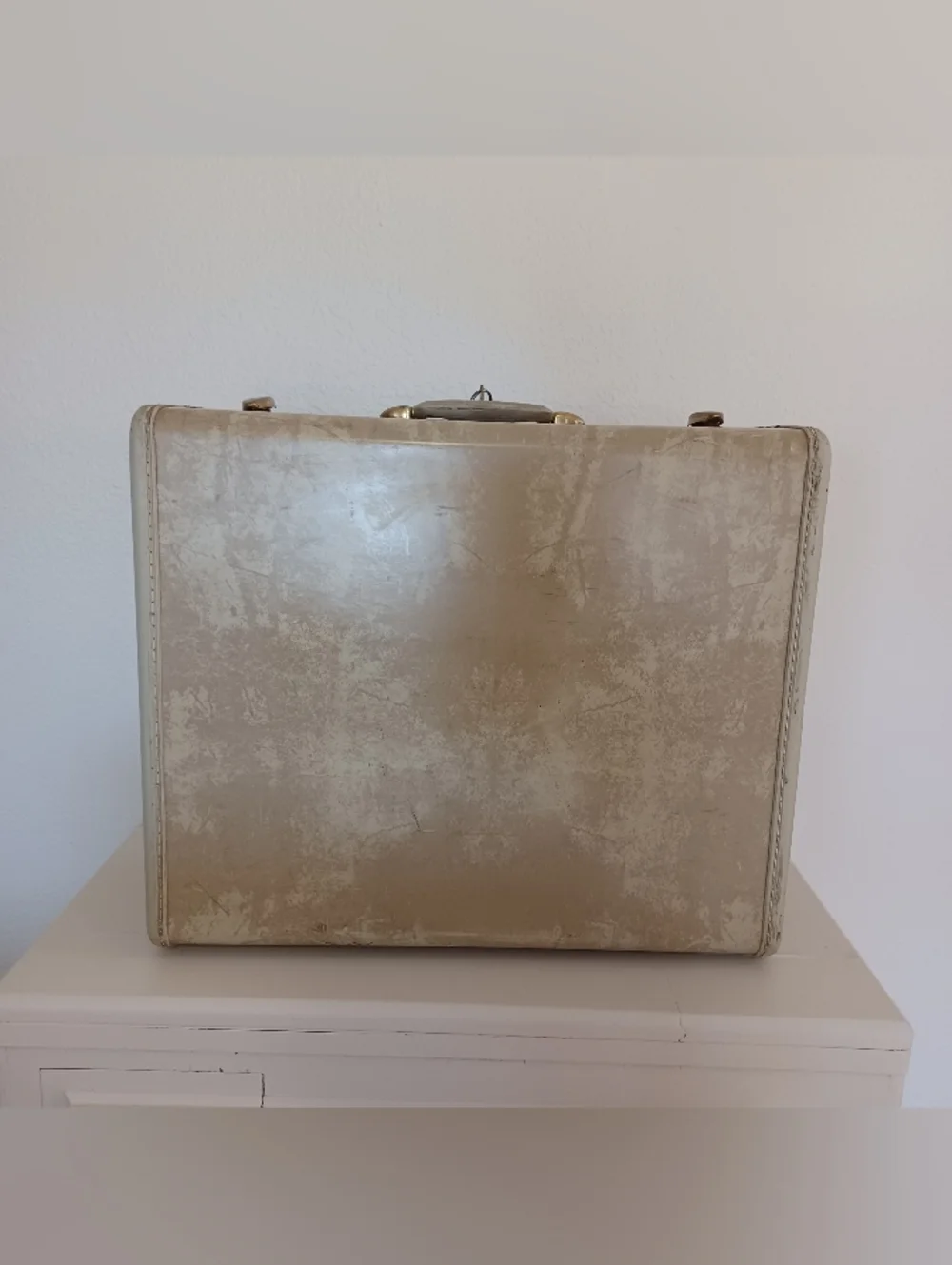 Samsonite Vintage 1950s Cream Marble Streamlite Suitcase Travel Case - 21